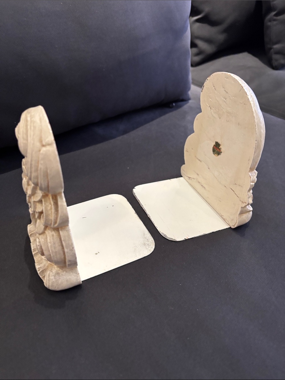 Handcrafted Cream Wooden bookends- Genuine Durwood Made in Canada